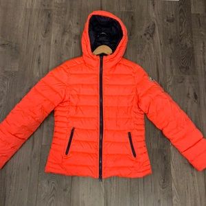 Neon red/orange puffer jacket